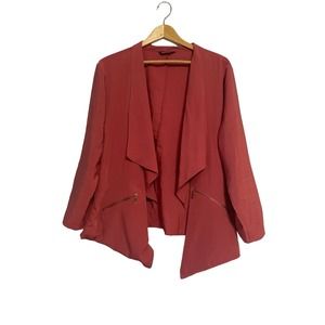 Blush 3/4 sleeve open front silky blazer